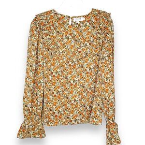 Molly Bracken Pearlie | Puff Sleeve Fall Floral Blouse w/ Ruffles Women’s Size M